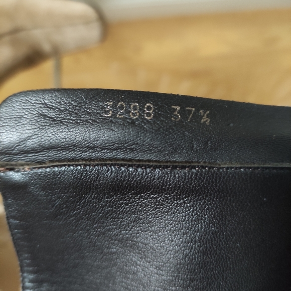 Prada square toe tall boots silver hardware logo women 37.5 tan suede - Picture 9 of 12